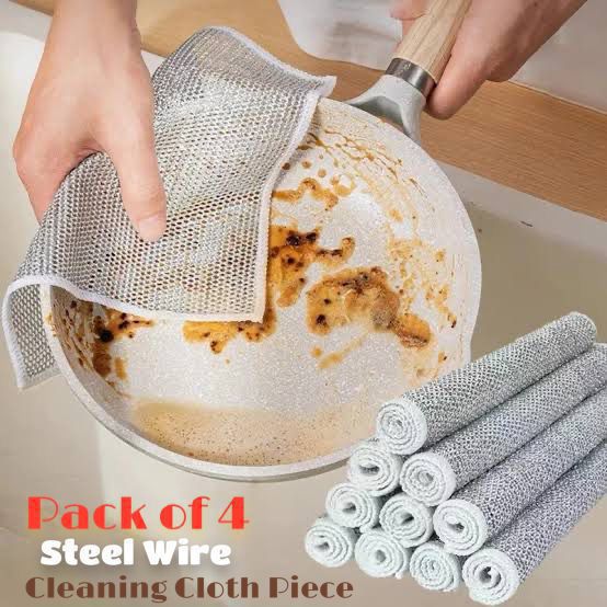 Pack of 10 Kitchen Steel Mesh Wire Dish Washer Cleaning Cloth Piece