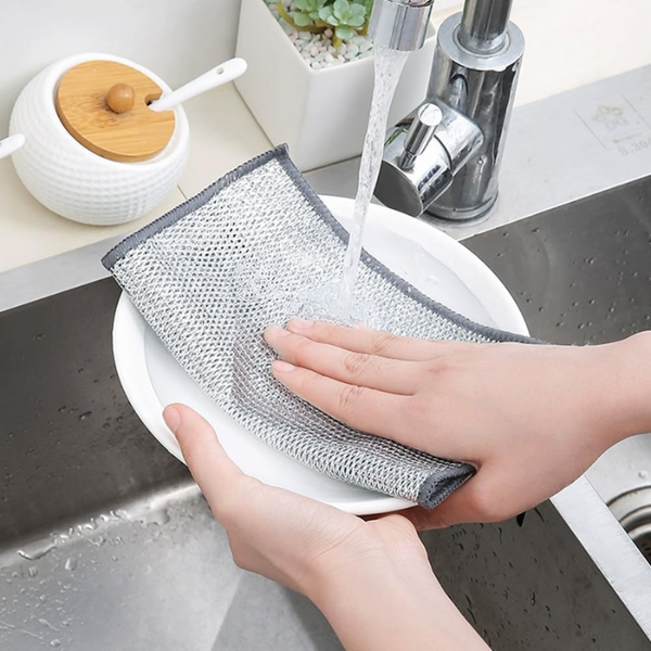 Pack of 10 Kitchen Steel Mesh Wire Dish Washer Cleaning Cloth Piece