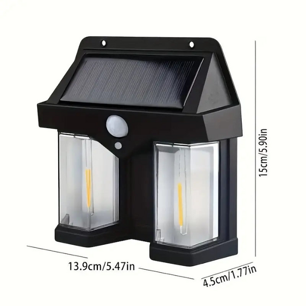 Double Head Antique Solar Sensor Lamp, Wall Mounted Courtyard Villa Garage Wall Light